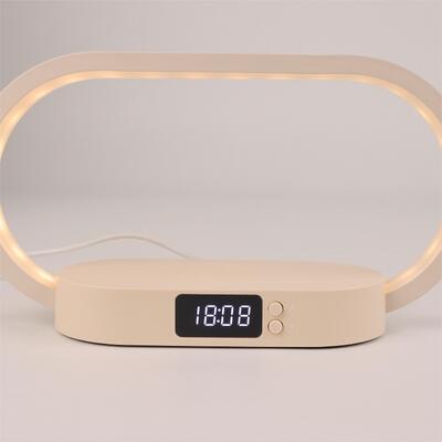 Manual Button Modern Home Decor LED Lamp Touch Control Time Display 3 Colors Stepless Dimming ABS Aluminum Wireless Charging 10W