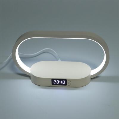 Manual Button Modern Home Decor LED Lamp Touch Control Time Display 3 Colors Stepless Dimming ABS Aluminum Wireless Charging 10W