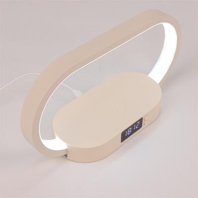 Manual Button Modern Home Decor LED Lamp Touch Control Time Display 3 Colors Stepless Dimming ABS Aluminum Wireless Charging 10W