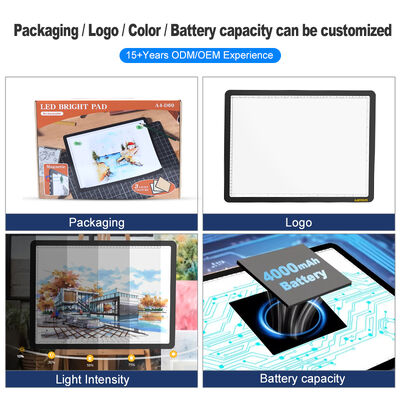 CE FCC ROHS Certified Rechargeable Cordless LED Light Box Dimmable Diamond Painting Tracing Board Indoor Outdoor Drawing Toys 48334530mm