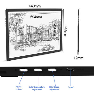 PS PMMA A2 Plastic LED Drawing Board Educational Toy 594420mm Working Area Light Pad Learning Gift for Boys Girls Kids