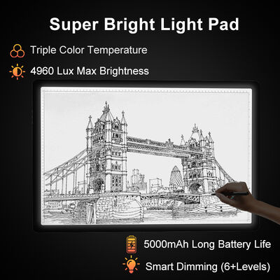 Working Area 594420mm Ultra Thin Plastic LED Drawing Board Kids Art Supplies 6 Level Dimming 3000K 6500K Color Temperature