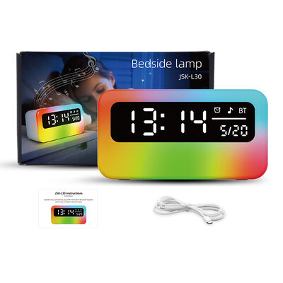 30000 Hours Lifespan 6W USB C RGB Mood Light Bluetooth Speaker Alarm Clock Bedside Lamp with Dimensions 160x60x85mm