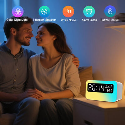 30000 Hours Lifespan 6W USB C RGB Mood Light Bluetooth Speaker Alarm Clock Bedside Lamp with Dimensions 160x60x85mm