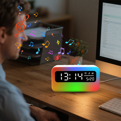 5V Voltage Multi level Dimming Bluetooth Speaker Smart Alarm Clock Bedroom Bedside Night Light Cozy Sleep Ambient Light