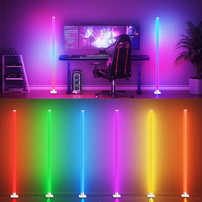 Mobile APP Control RGBIC Floor Lamp 2025 Modern Plastic USB Dimmable LED Music Rhythm Modes Lightweight 590g IP20