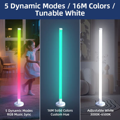 Plastic Material RGB Color Temperature Modern White Smart Home Floor Lamp Voice Control Dimmable LED 5V Safe Voltage APP