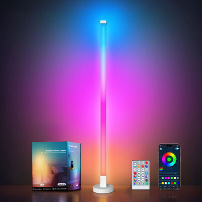 JSK-P70 White Shade Smart RGB Floor Lamp with 16 Million Colors Music Sync APP Control USB Powered LED Dimmable Lighting