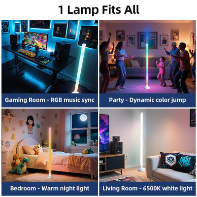 White RGB Smart Floor Ambient Light Modular LED Dimmable Living Room Gaming Setup APP Remote Control E-sports Decoration
