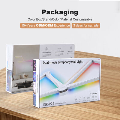 LED Light Source 221.4x15.6mm Dynamic Multicolored Music Sync Smart Wall Strip App Control Night Gaming Streaming Modern