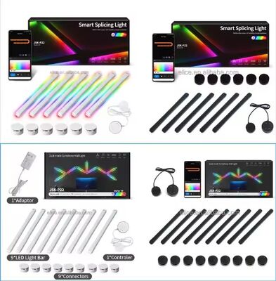 110-240V RGB Smart Splicing Glide Wall Lighting Music Sync Bar LED Light 9 Segment for Gaming Streaming Smart Home Decor