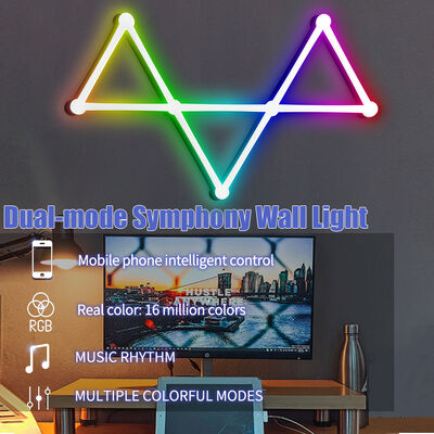 RGB mixed White Light Wall LED Lamp Smart Panel Gaming Lighting Sound Rhythm LED Strip Light Decorative Room Lighting