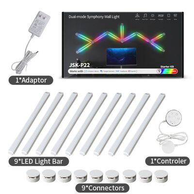 RGB mixed White Light Wall LED Lamp Smart Panel Gaming Lighting Sound Rhythm LED Strip Light Decorative Room Lighting