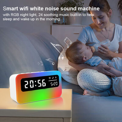 Multicolored Sunrise Digital LED Alarm Clock Table Lamp With Smart Light Modern Design Bedroom Bedside Office App Controlled