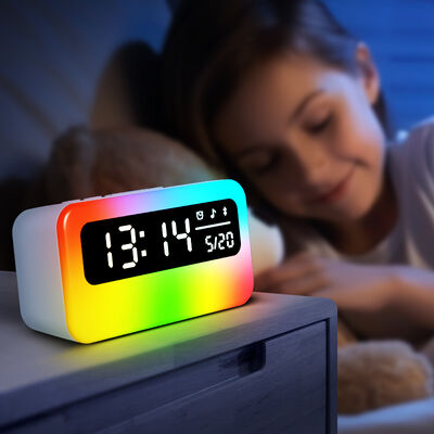 OEM Acceptable Rechargeable Digital Alarm Clock RGB Speaker LED Night Lights Bedside Lamp Sleeping Relaxation Alarm