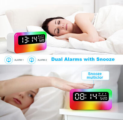 OEM Acceptable Rechargeable Digital Alarm Clock RGB Speaker LED Night Lights Bedside Lamp Sleeping Relaxation Alarm