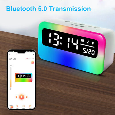 OEM Acceptable Rechargeable Digital Alarm Clock RGB Speaker LED Night Lights Bedside Lamp Sleeping Relaxation Alarm