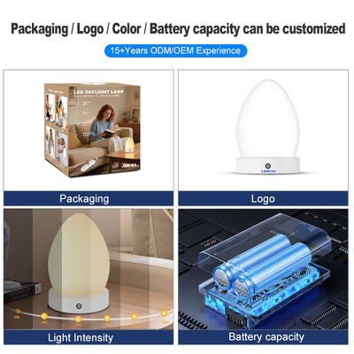 12V DC Output Voltage 360 Degree Egg Light Therapy Lamp USB Charging 5 Level Dimmable 186 LEDs Daylight Lamp Sad Therapy