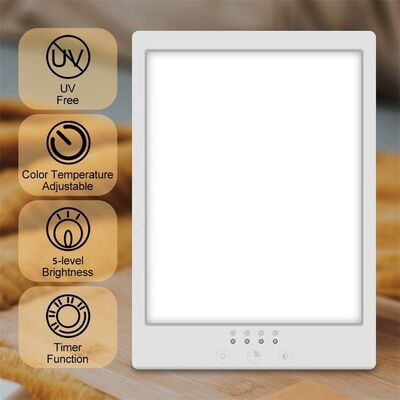 15cm 10000lux Brightness SAD Energy Boost Compact Versatile Therapy Table Lamp UV-free LED Spectrum Touch Controls Daylight Bedroom