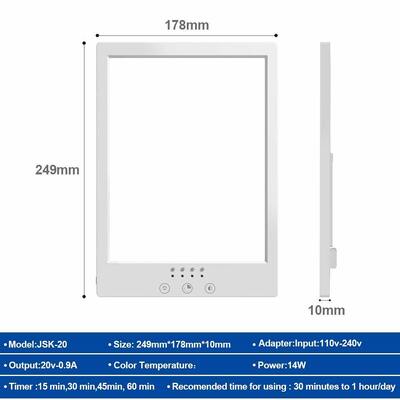 Acrylic ABS Led Bar LED Bright White Therapy Light 10000Lux Brightness UV Free Timer Touch Control Standing Bracket Bedroom