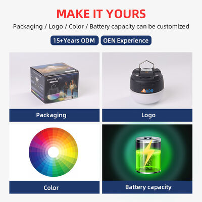 50000 Hours Lifespan ABS Solar Camping Light USB Output 21700 Battery Multi Color LED Outdoor Rechargeable Lantern Garden