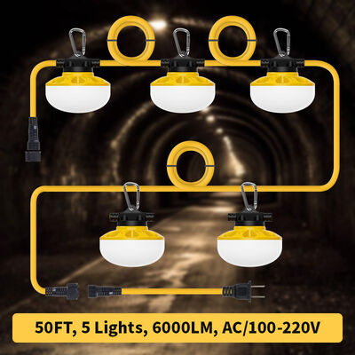5pcs Total Socket LED 41W High Lumen IP65 Waterproof Outdoor Chain Construction String Light 5 Ball Large Outdoor Lighting