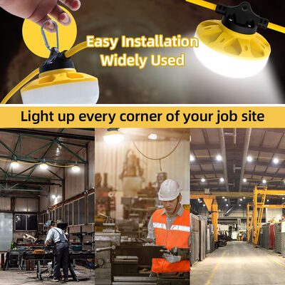 AC 100-220V Certified 6300 Lumens 45W 50 Foot Outdoor Chain Construction String Light Temporary Job Site Work Light