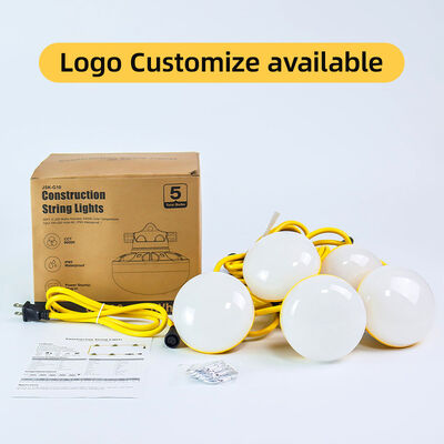 AC 100-220V Certified 6300 Lumens 45W 50 Foot Outdoor Chain Construction String Light Temporary Job Site Work Light