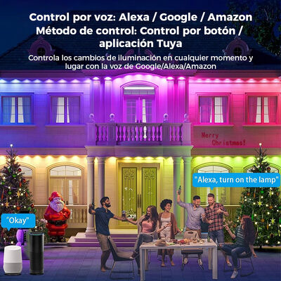 45M Adjustable Outdoor LED Eaves Lights Dimming Button APP 16 Million Colors IP65 Rated PVC Body Villa Holiday Decorations