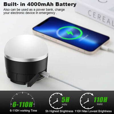 1 LED Camping Lantern Powered with Warm Yellow Light 4000mAh Battery Power Bank USB Charging Tent Lamp Lightweight 0.3kg
