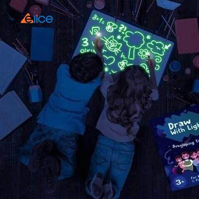CE FCC RoHS ISO9001 Certified Fun 3D Magic Flashing Drawing Board Kids Educational LED Light Toys Glasses Durable Plastic