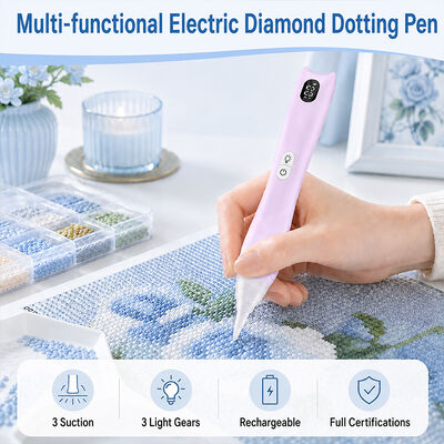 Factory Direct Sale Hot Selling Art Supplies 3 Suction Gears 3 Brightness 600mAh Battery Lighted Electric Diamond Art Pen
