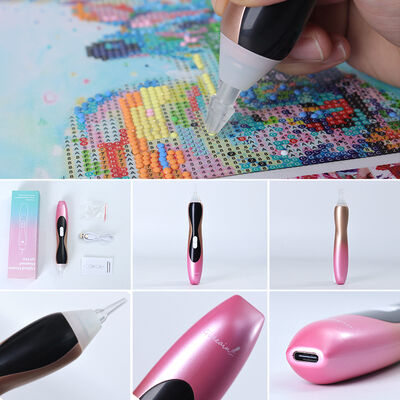 Factory Direct Hobbyist Craft Kit LED Illumination Cordless Rechargeable Lighted Electric Diamond Art Pen Metal