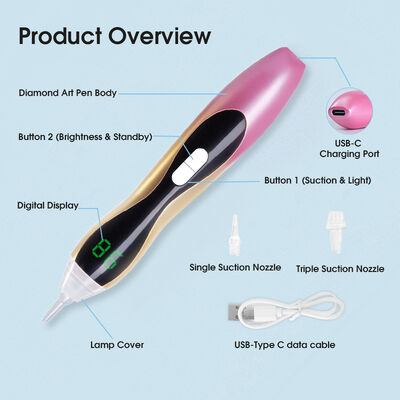 Factory Direct Home Studio Craft Supply Adjustable Suction Nozzle Replaceable LED Lighted Electric Diamond Art Pen