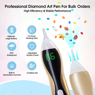 Factory Direct Diamond Painting Supplies Adjustable Suction LED Light 600mAh Cordless Lighted Electric Diamond Art Pen