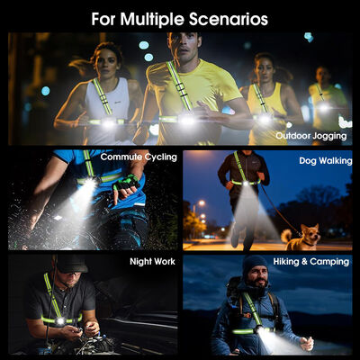 Hot Sale Adjustable Strap LED Safety Vest With Reflective Tape and 4 Modes Outdoor Sports Night Run Chest Lamp