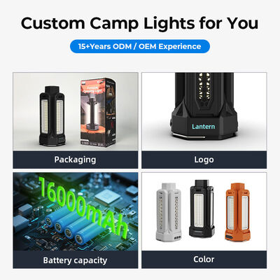 2025 Upgrade 16000mAh LED Camping Light IP67 Waterproof 10000Lm Brightness SOS Mode Space Saving Foldable Emergency Four-leaf