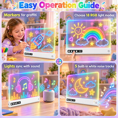 Factory Direct Hot Selling Erasable Acrylic Panel 18 RGB Light Effects Rechargeable 1500mAh LED Drawing Board