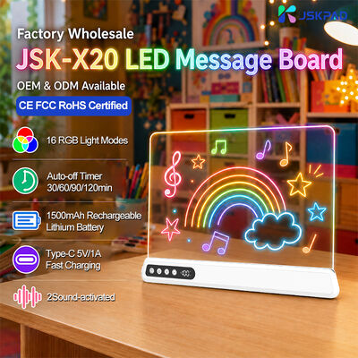 Factory Direct Hot Selling Rechargeable 16 RGB Light Modes Sound Activated Timing Acrylic Panel Led Light Drawing Board