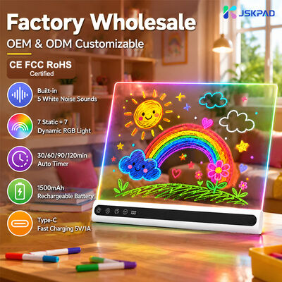Hot Sale Factory Direct Sale RGB Night Light 14 Light Modes White Noise Rechargeable Erasable Acrylic LED Drawing Board