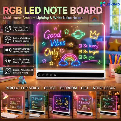 Hot Sale Factory Direct Sale RGB Night Light 14 Light Modes White Noise Rechargeable Erasable Acrylic LED Drawing Board