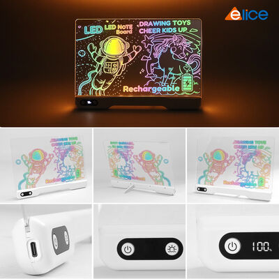 Hot Selling Square Middle RGB LED Light-Up Touch Control Modern Design Battery Included Message Board Home Office Shop Decor