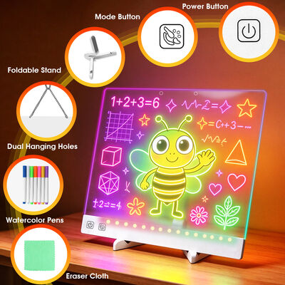 Eye-friendly Square LED Board Soft Light 8-13 Hours Battery Home Night Light Drawing Board with Colorful Light and Touch Control