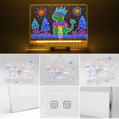 Eye-friendly Square LED Board Soft Light 8-13 Hours Battery Home Night Light Drawing Board with Colorful Light and Touch Control