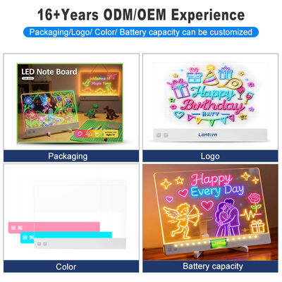 Eye-friendly Square LED Board Soft Light 8-13 Hours Battery Home Night Light Drawing Board with Colorful Light and Touch Control