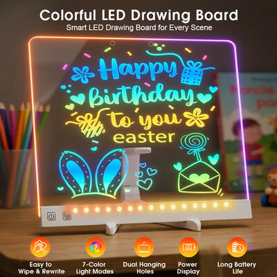 Factory Direct Sale 7 Color Pens LED Board Easy Wipe External Stand Kids Art Creation LED Light Drawing Board