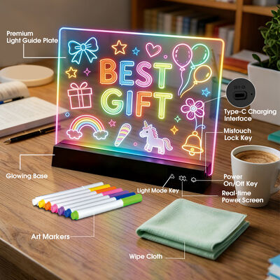 Hot Sale Desktop Ornament Night Light 8 Static 3 Dynamic Lights Factory Direct Sales Led Drawing Board