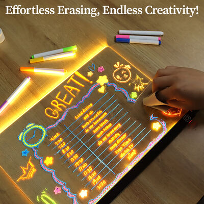 Hot Sales LED Luminous 3D Acrylic 7 Color Message Board With Dry Erase Board for Led Night Light Room Decor