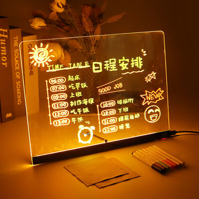 Factory Direct 3D Custom Night Light LED Board Acrylic Message Board Erasable DIY Paint Rewritable Surface for Bulk Whiteboards