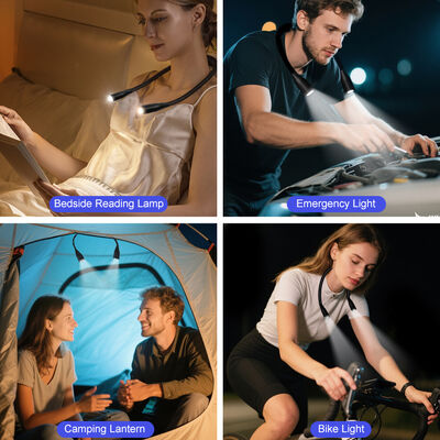 Modern White Battery Powered Lightweight Comfortable Wear No Glare Brightness Memory Function Present Neck Hug Reading Lights